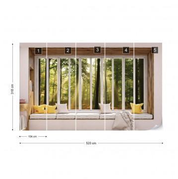 3D Window View Sunlight Forest Photo Wallpaper Wall Mural - Img 4