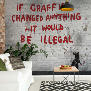 Banksy Graffiti Concrete Photo Wallpaper Wall Mural - Img 2