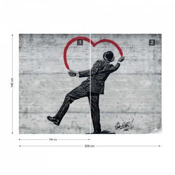 Banksy Graffiti Concrete Texture Photo Wallpaper Wall Mural - Img 11