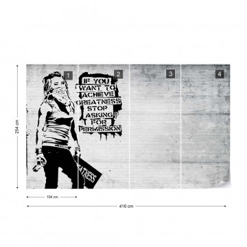 Banksy Graffiti Concrete Texture Photo Wallpaper Wall Mural - Img 4