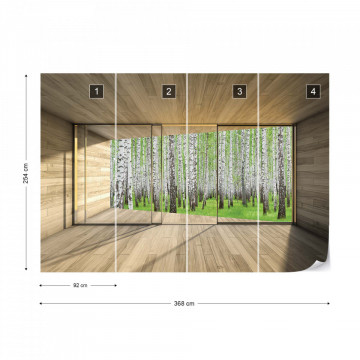 Birch Forest 3D Modern Window View Photo Wallpaper Wall Mural - Img 9