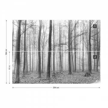 Black And White Misty Forest Photo Wallpaper Wall Mural - Img 9