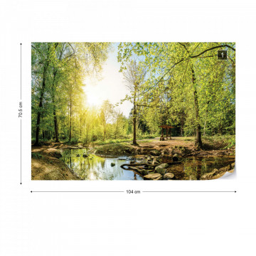Calm Forest Pool Photo Wallpaper Wall Mural - Img 1
