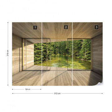 Forest Lake 3D Modern Window View Photo Wallpaper Wall Mural - Img 12