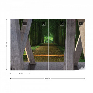 Forest Path 3D Modern View Concrete Photo Wallpaper Wall Mural - Img 7
