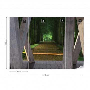 Forest Path 3D Modern View Concrete Photo Wallpaper Wall Mural - Img 4