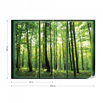 Forest Trees Green Window View Photo Wallpaper Wall Mural - Img 11
