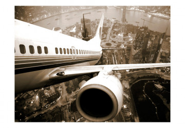 Fototapet - Airplane taking off from the city - Img 2