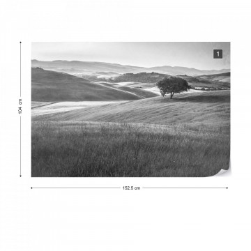 Fototapet - Dealuri Înverzite – Aspect Vintage, Alb-Negru - Img 13