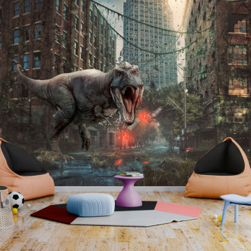 Fototapet - Dinosaur in the City - Img 1