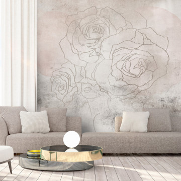 Fototapet - Fresc Decorativ - Perete Artistic cu Desen de Flori - Img 1