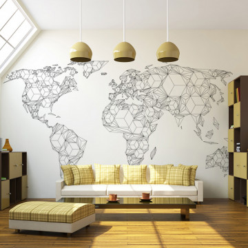 Fototapet - Map of the World - white solids - Img 1