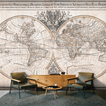 Fototapet - Mappe-Monde Geo-Hydrographique - Img 1