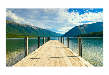 Fototapet - Mountain lake bridge - Img 2
