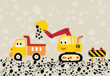 Fototapet - Muncind cu Lorry & Digger 2