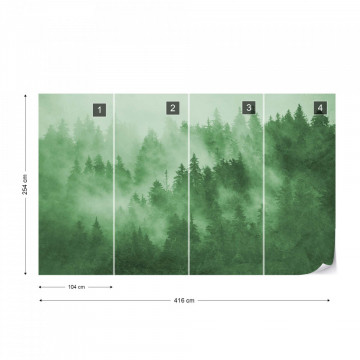 Fototapet - Pădure de Brazi în Ceață – Verde - Img 16