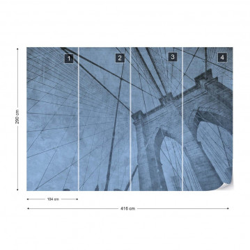 Fototapet - Podul Brooklyn – Efect Grafic Albastru - Img 4