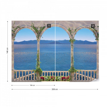 Fototapet - Privelistea marii printre arcade 10
