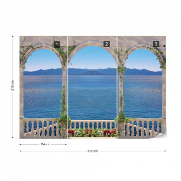 Fototapet - Privelistea marii printre arcade 11
