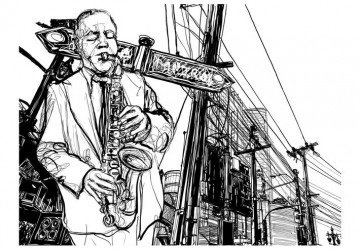 Fototapet - Saxophone recital on Broadway - Img 2