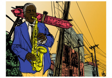 Fototapet - Saxophonist in New York - Img 2