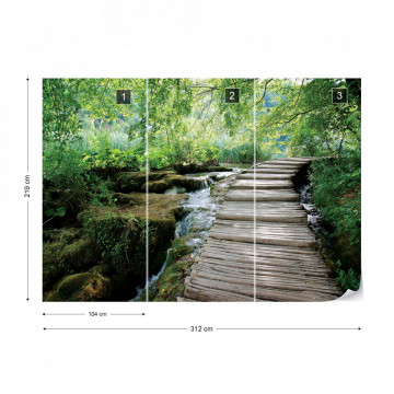 Green Forest Waterfall Pathway Photo Wallpaper Wall Mural - Img 14