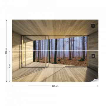 Misty Forest 3D Modern Window View Photo Wallpaper Wall Mural - Img 8