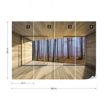 Misty Forest 3D Modern Window View Photo Wallpaper Wall Mural - Img 9