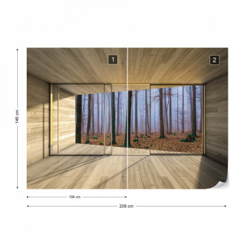 Misty Forest 3D Modern Window View Photo Wallpaper Wall Mural - Img 11