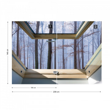 Misty Forest 3D Skylight Window View Photo Wallpaper Wall Mural - Img 11