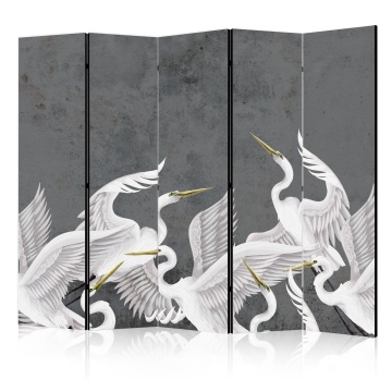 Paravan - Flutter of wings - white herons on dark grey textured background - Img 1