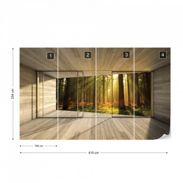 Sunrise Forest 3D Modern Window View Photo Wallpaper Wall Mural - Img 13