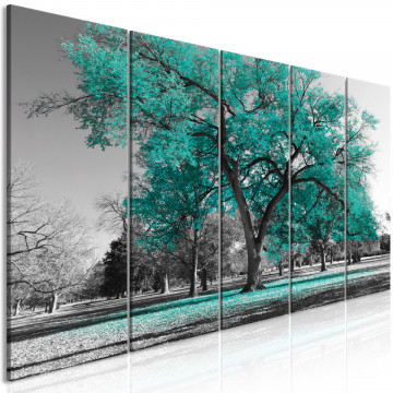 Tablou - Autumn in the Park (5 Parts) Narrow Turquoise - Img 1