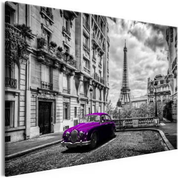 Tablou - Car in Paris (1 Part) Violet Wide - Img 1
