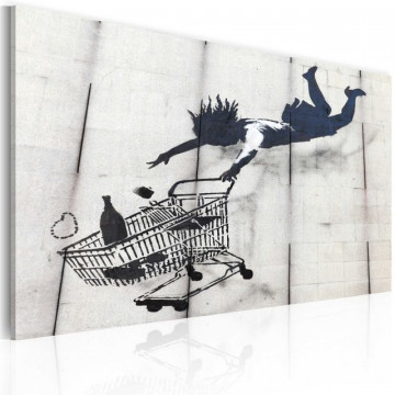 Tablou - Falling woman with supermarket trolley (Banksy) - Img 1