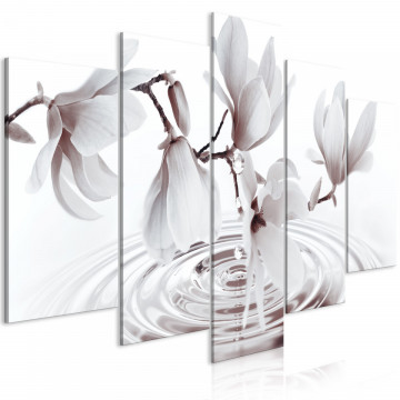 Tablou - Magnolias over Water (5 Parts) Wide Grey - Img 1