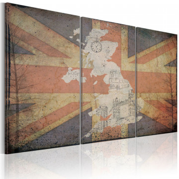 Tablou - Map of Great Britain - triptych - Img 1
