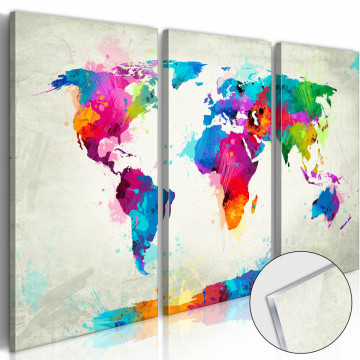 Tablou pe sticlă acrilică - World Map: An Explosion of Colours [Glass] - Img 1