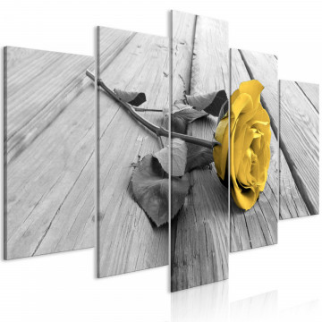 Tablou - Rose on Wood (5 Parts) Wide Yellow - Img 1