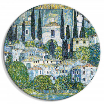 Tablou rotund - Church in Cassone, Gustav Klimt - German Architecture by the River - Img 1