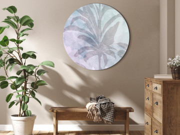 Tablou rotund - Palm trees in the fog - Palm trees among pastel clouds in purple and celadon tones/Misty tropics - Img 2