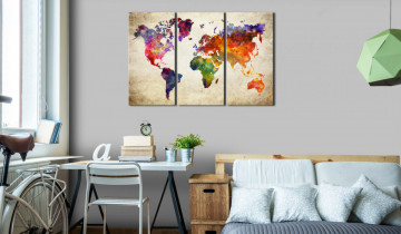 Tablou - The World's Map in Watercolor - Img 2