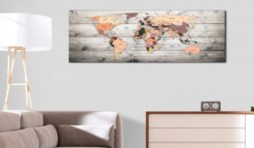 Tablou - World Maps: Wooden Travels - Img 4