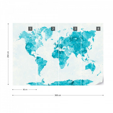 Watercolour World Map Turquoise - Img 8