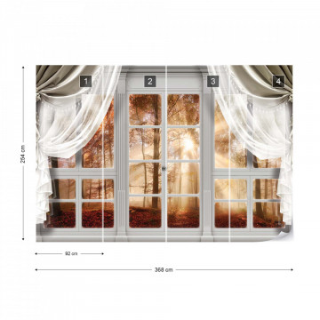 3D Door View Autumn Forest Photo Wallpaper Wall Mural - Img 9