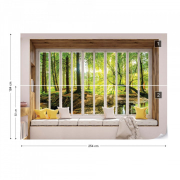 3D Window View Forest Photo Wallpaper Wall Mural - Img 8