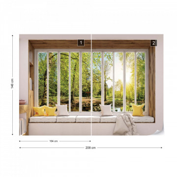 3D Window View Forest Photo Wallpaper Wall Mural - Img 11