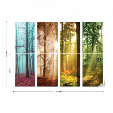 4 Seasons In The Forest Photo Wallpaper Wall Mural - Img 7