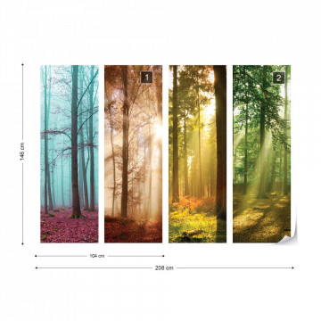 4 Seasons In The Forest Photo Wallpaper Wall Mural - Img 9