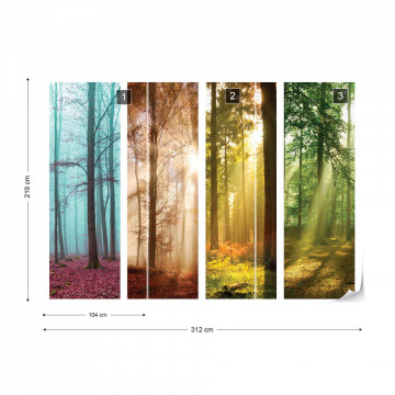 4 Seasons In The Forest Photo Wallpaper Wall Mural - Img 10